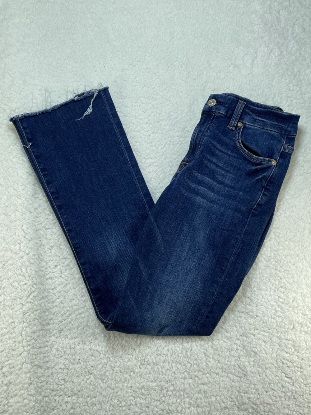 7 For All Mankind Jeans Womens Sz 25 Blue Dark Wash Bootcut Low Rise 25x27